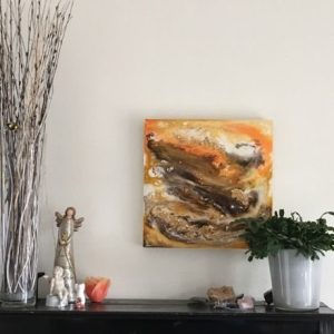 ER epoxy schilderij geel goud interieur epoxyworkshop Antoynette Anema